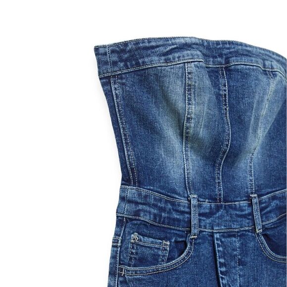 STRADIVARIUS | Blue | DENIM DRESS WITH SLIT - Picture 5 of 8